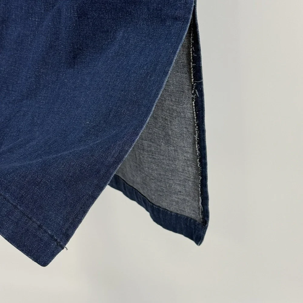 Y2K Denim Jean Maxi‎ Skirt Cargo Tie Waist Modest Casual Boho 90s Grunge Size 8